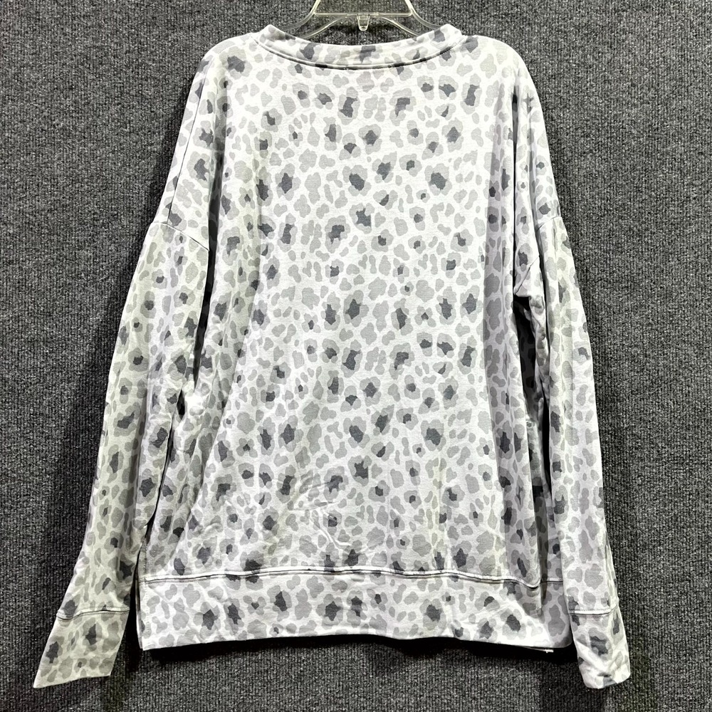 Pink Lily Sweatshirt Womens Small‎ Multicolor Leopard Print Stretch Side Slit - Picture 2 of 8